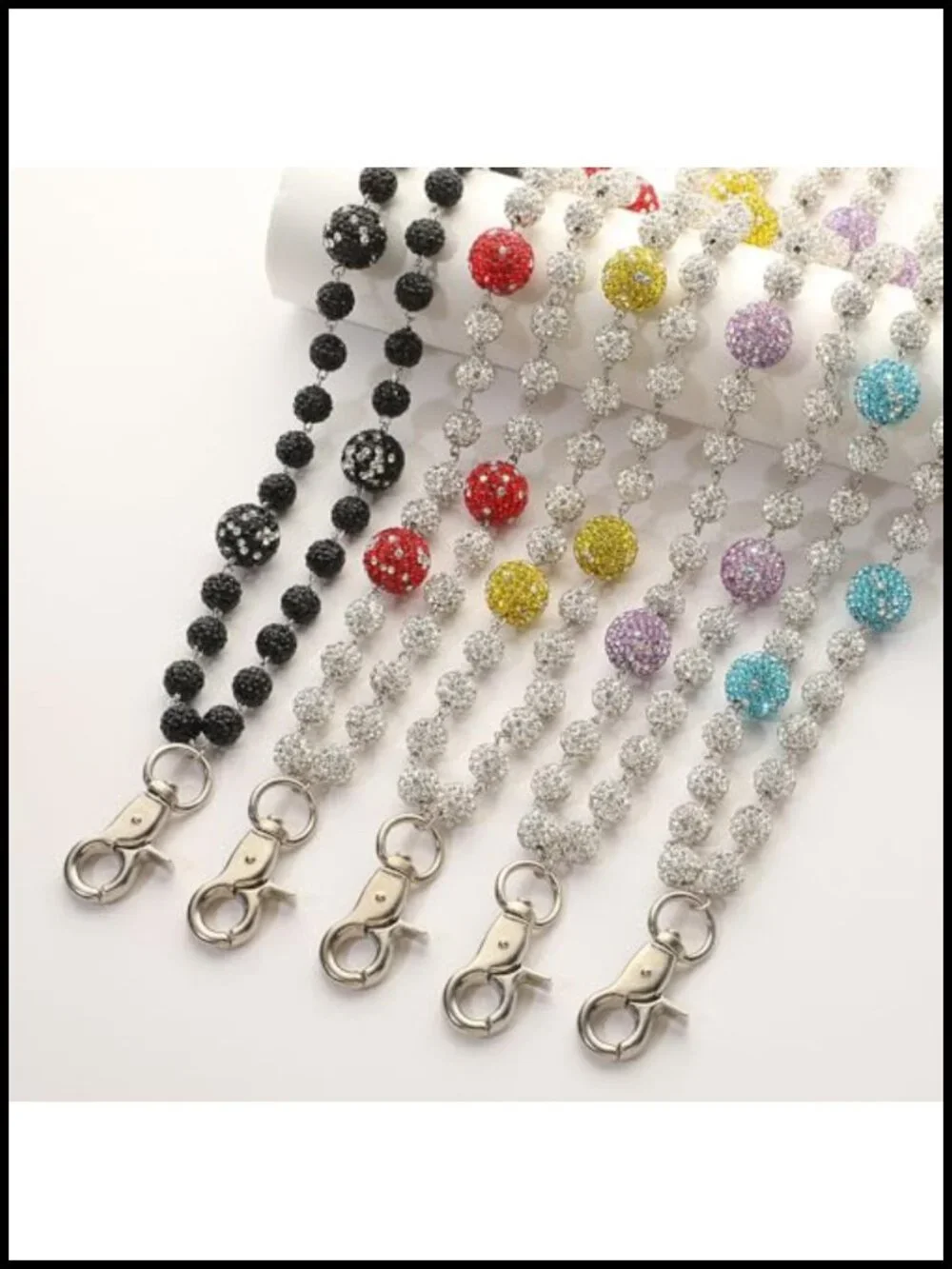 Layered Ceramic Bead Keychain Wallet Chain for Pants Jeans Streetwear Accessory